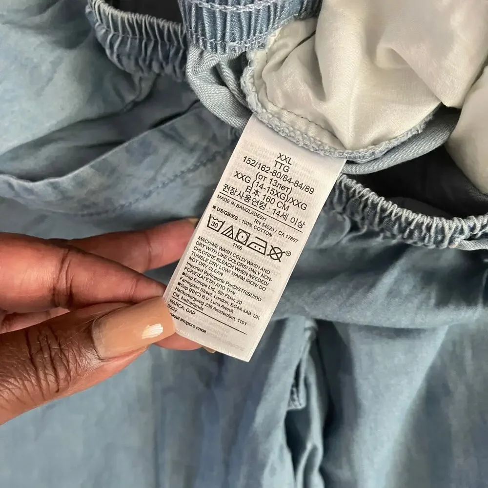 Gap Kids Girls XXL Cargo Joggers Blue Chambray Casual Cotton Pants NWT